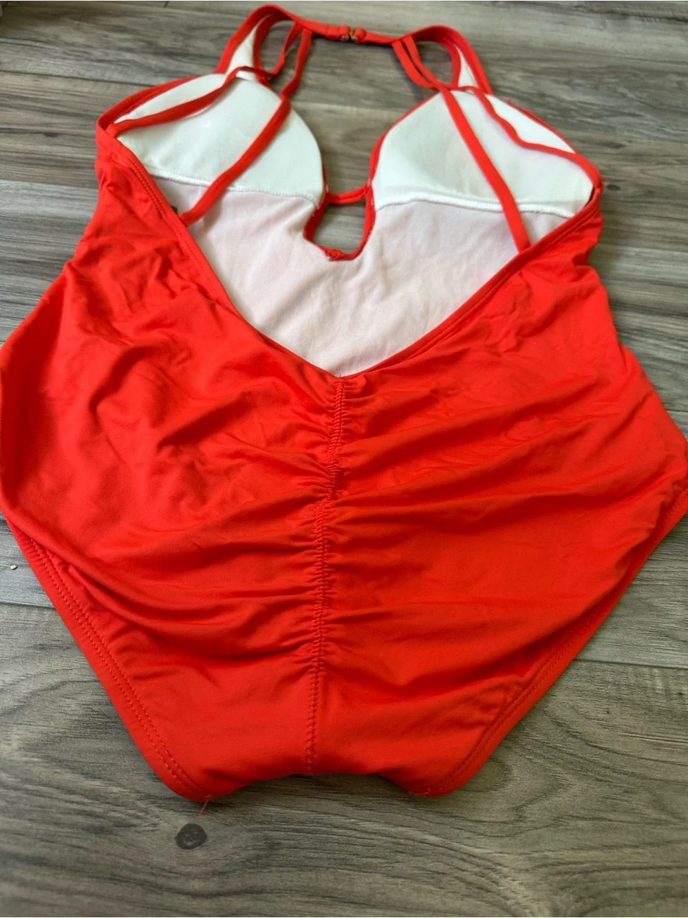 NWT Vince Camuto One-Piece Plunge Neck Swimsuit with Scrunch Bootie Koi Size 14 - Picture 6 of 11